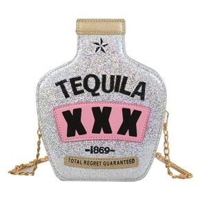 Glitter Tequila Bottle Crossbody Bag